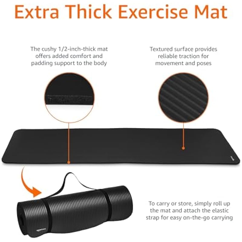 Amazon Basics 1/2-Inch Extra Thick Exercise Yoga Mat