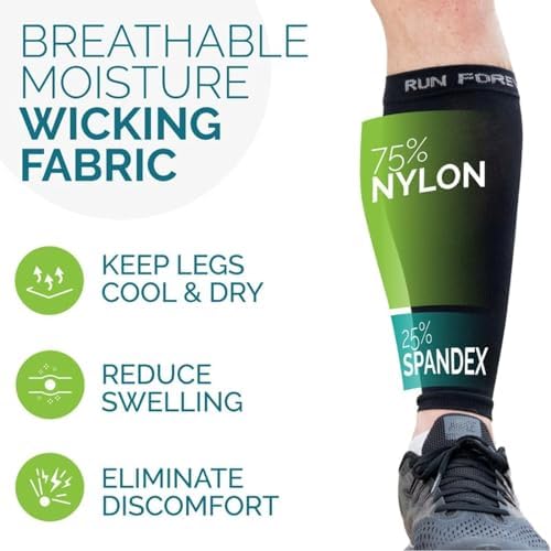Run Forever Calf Compression Sleeves For Men And Women – Leg Compression Sleeve – Calf Brace For Running, Cycling, Travel