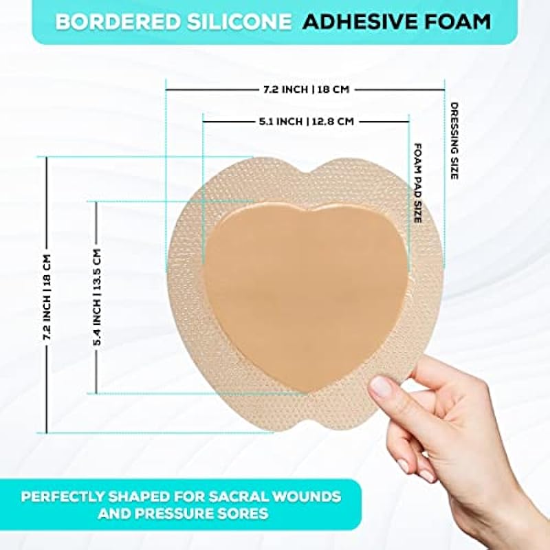 MedVance TM Silicone – Bordered Silicone Adhesive Foam Dressing Sacral Size 7″x 7″ Box of 5 dressings