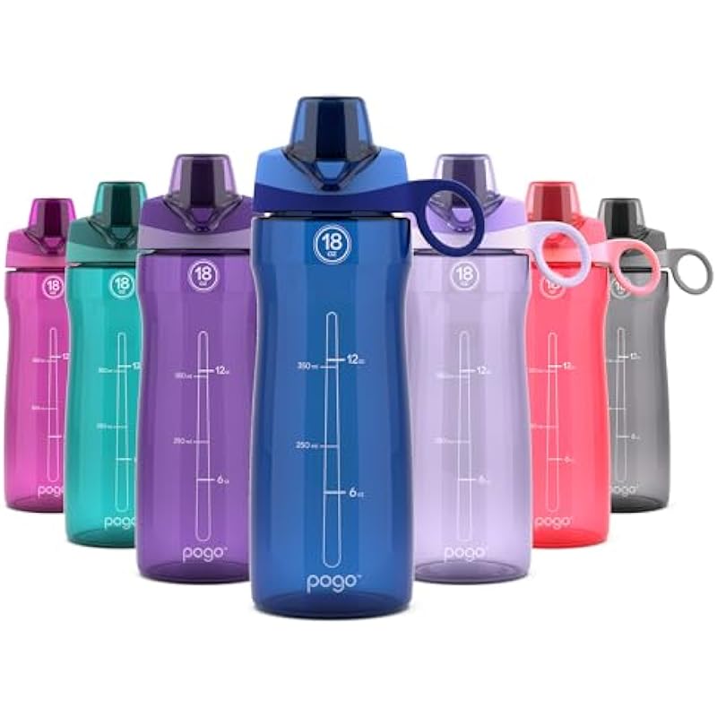 Pogo BPA-Free Tritan Plastic Water Bottle with Chug Lid, 18 Oz, Blue