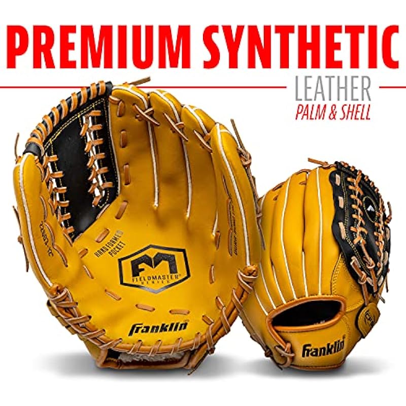 Franklin Sports Baseball + Softball Gloves – Field Master Adult + Youth Baseball + Softball Gloves – Right Hand + Left Hand Gloves – Infield + Outfield Mitts – Multiple Sizes + Colors