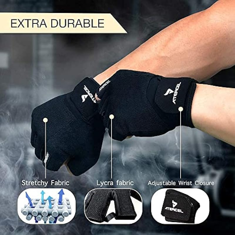 ATERCEL Workout Gloves for Men and Women, Exercise Gloves for Weight Lifting, Cycling, Gym, Training, Breathable and Snug fit