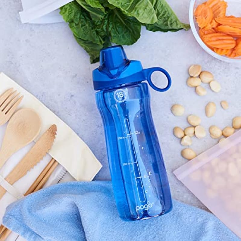 Pogo BPA-Free Tritan Plastic Water Bottle with Chug Lid, 18 Oz, Blue