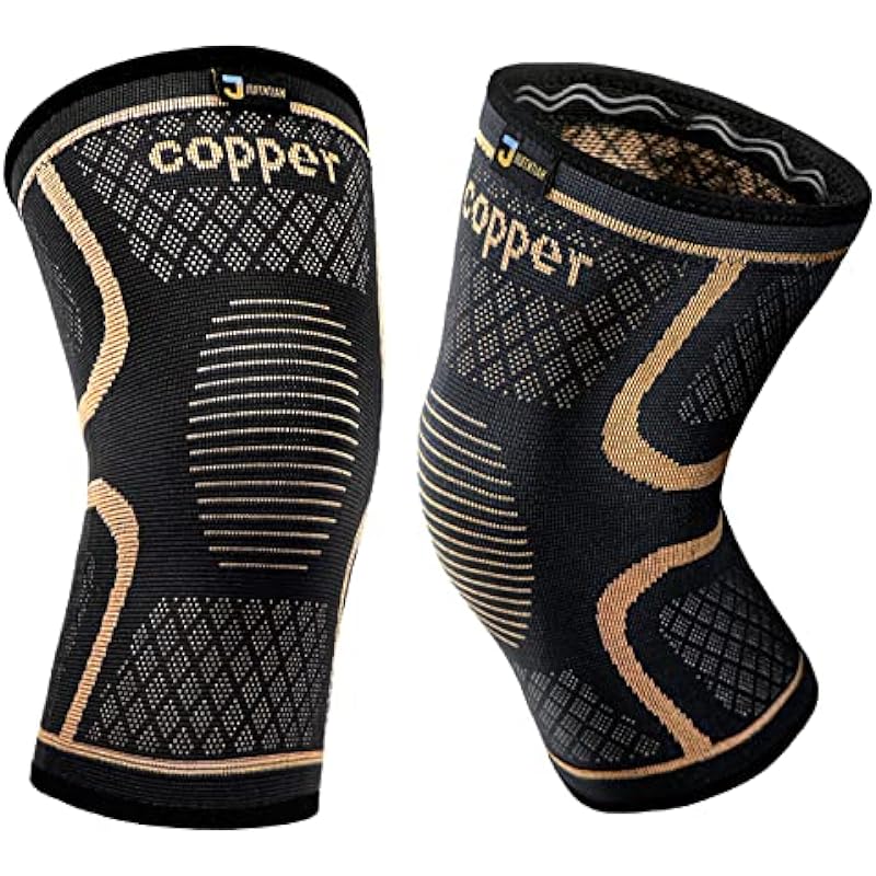 Copper Knee Braces for Men and Women (2 pack) -Knee Supports Copper Compression Knee Sleeve for Knee Pain, Arthritis, Sports and Recovery Support (Large)