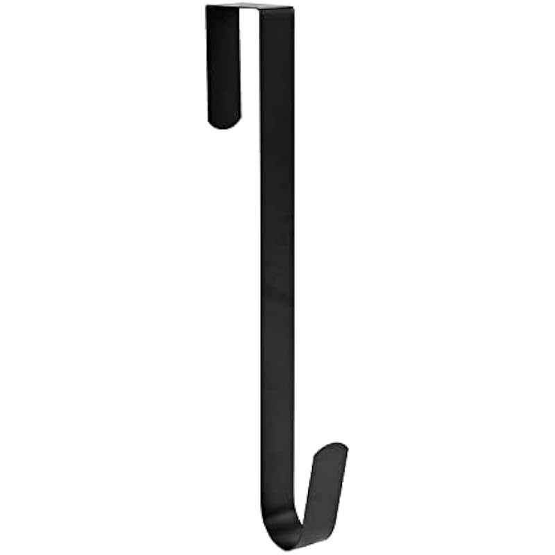 Sattiyrch 12″ Wreath Hanger for Front Door,Metal Over The Door Single Hook,Black (1)