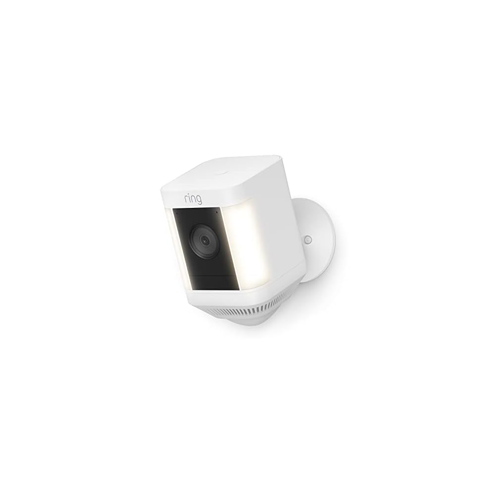 Ring Spotlight Cam Plus, Battery | Two-Way Talk, Color Night Vision, and Security Siren (2022 release) – White