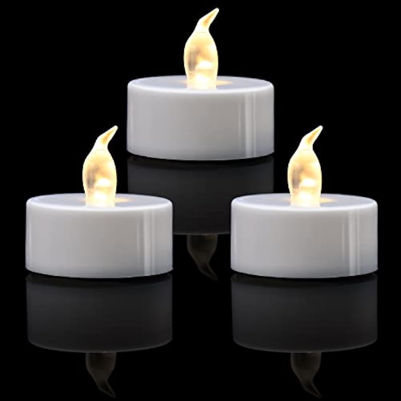 12/24/50/100/200/400 Pack Battery Operated Tea Lights Candles, Flickering Flameless LED Lights, Last 200H+, for Decoration(12 Pack, Warm White)