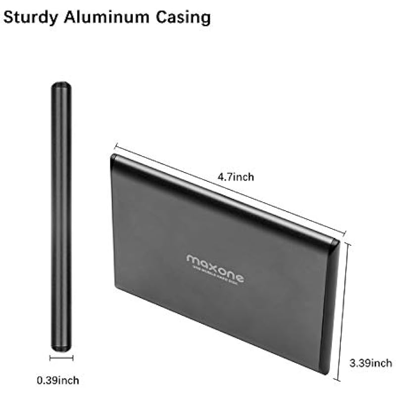 Maxone 500GB Ultra Slim Portable External Hard Drive HDD USB 3.0 for PC, Mac, Laptop, PS4, Xbox one – Charcoal Grey