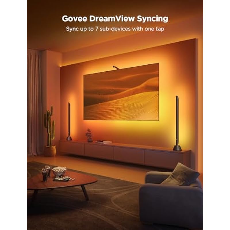 Govee TV Backlight 3 Lite with Fish-Eye Correction Function Sync to 55-65 Inch TVs, 11.8ft RGBICW Wi-Fi TV LED Backlight with Camera, 4 Colors in 1 Lamp Bead, Voice and APP Control, Adapter