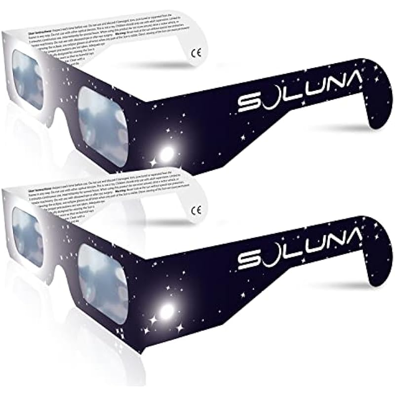 Solar Eclipse Glasses AAS Approved 2024 – Made in the USA CE and ISO Certified Safe Shades for Direct Sun Viewing (2 Pack)