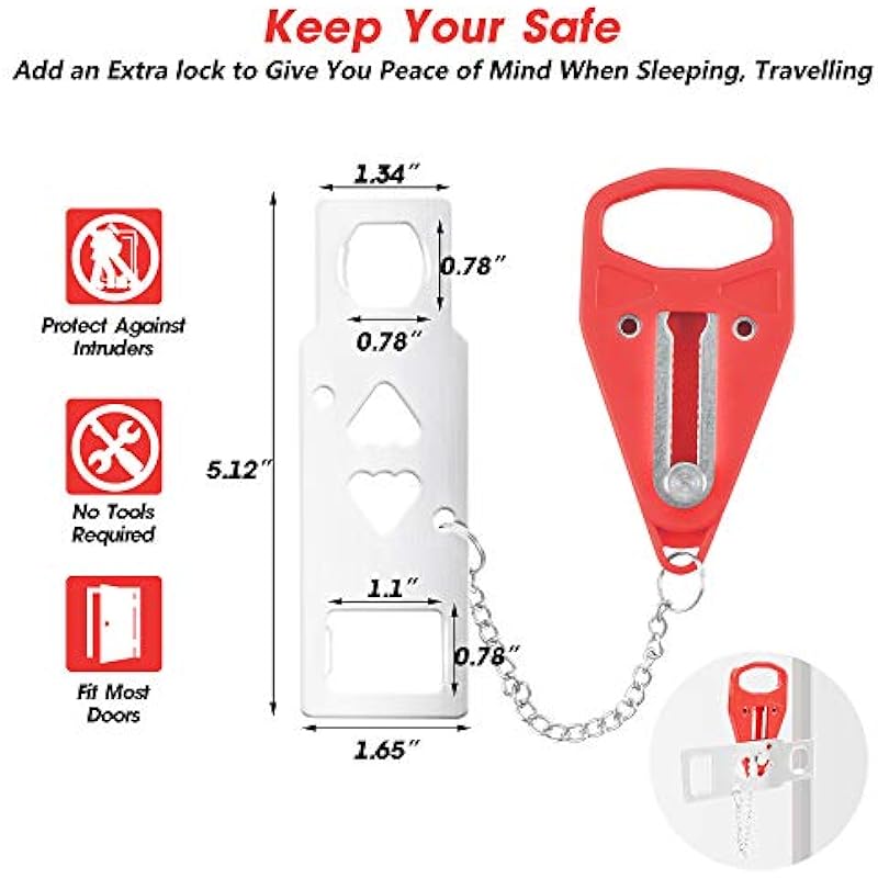 Portable Door Lock Home Security Door Lock Travel Lockdown Locks for Additional Safety and Privacy Perfect for Traveling Hotel Home Apartment College