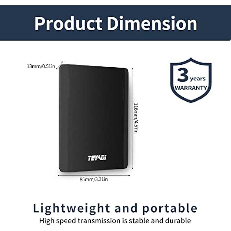 320GB 2.5-inch Slim Portable External Hard Drive -USB 3.0 for PC, Mac, Laptop, PS4, Xbox, Xbox one-T208(Black)