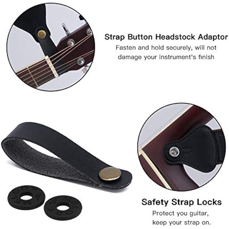 tifanso Guitar Strap, Soft Cotton Straps With 3 Pick Holders, Strap Button Headstock Adaptor, 1 Pair Locks and 3 Picks Set For electric/Acoustic Guitar
