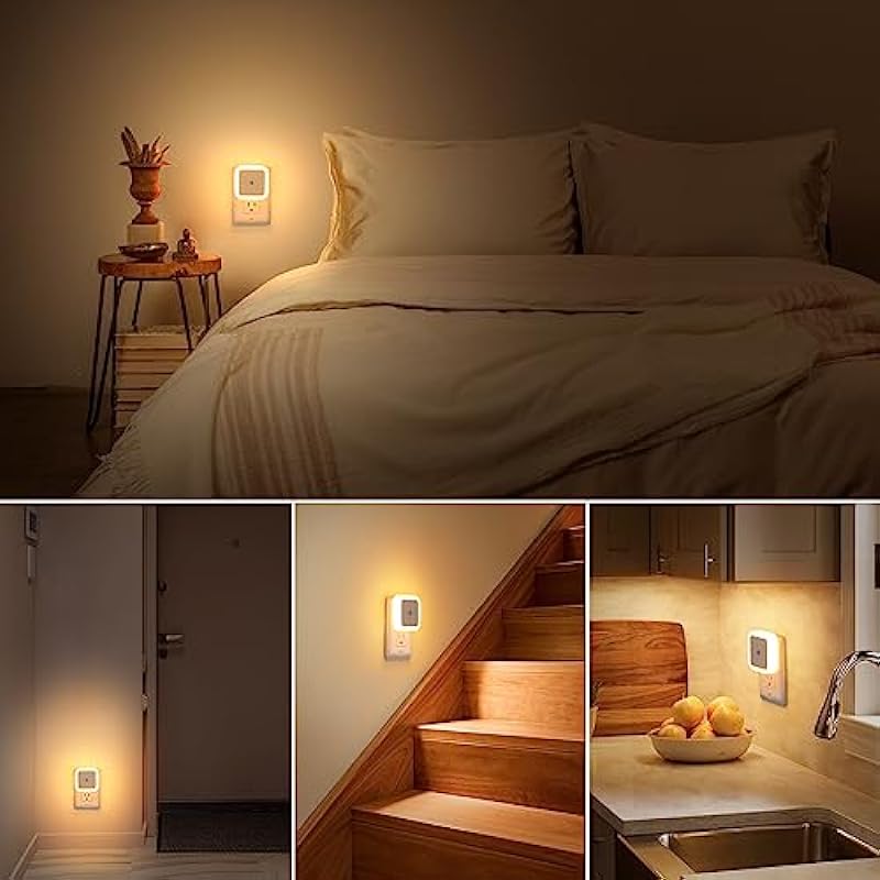 Sujeet Night Light, Night Lights Plug into Wall 4-Pack, Nightlight Plug in Night Light, Dusk to Dawn Night Lamp Led Night Light for Kids Bedroom, Bathroom, Hallway Warm White
