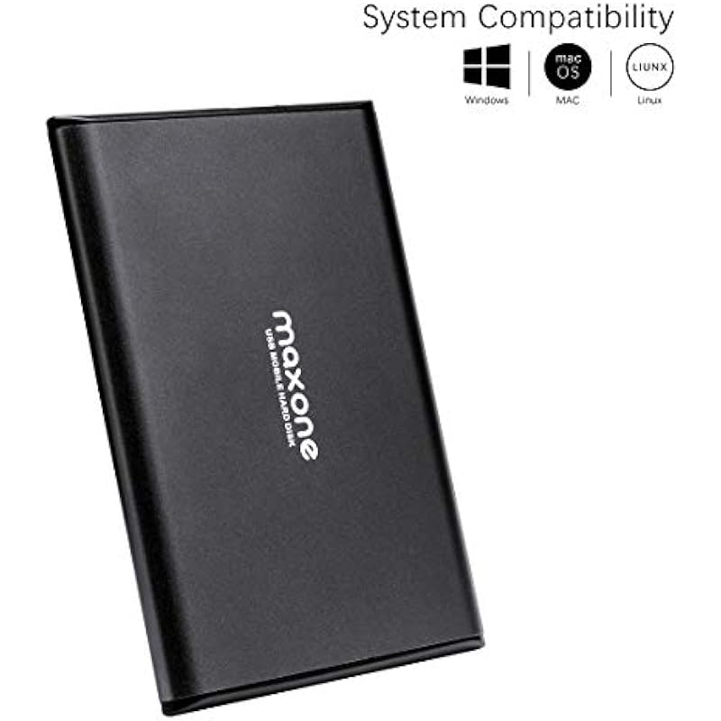 Maxone 500GB Ultra Slim Portable External Hard Drive HDD USB 3.0 for PC, Mac, Laptop, PS4, Xbox one – Charcoal Grey