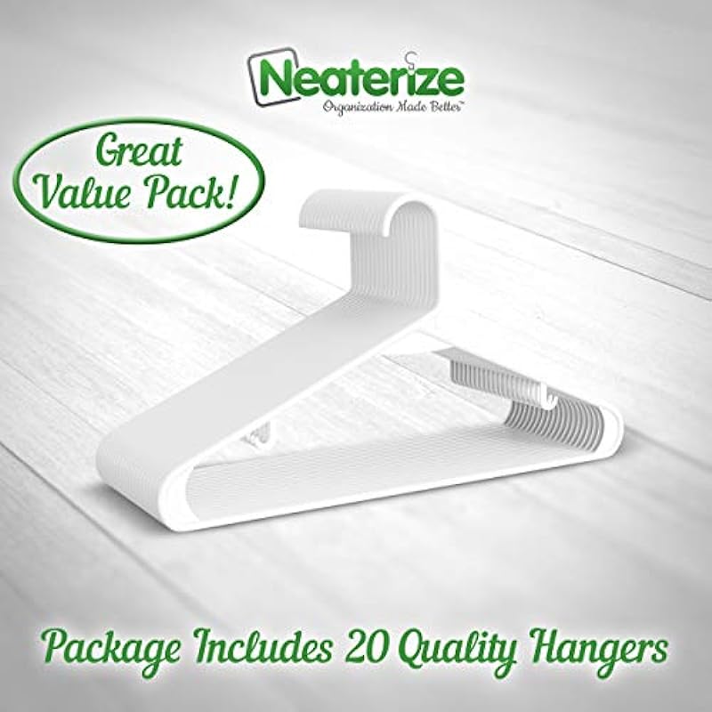 Clothes Hangers Plastic 20 Pack – White Plastic Hangers – Makes The Perfect Coat Hanger and General Space Saving Clothes Hangers for Closet – Percheros Ganchos para Colgar Ropa Hangars