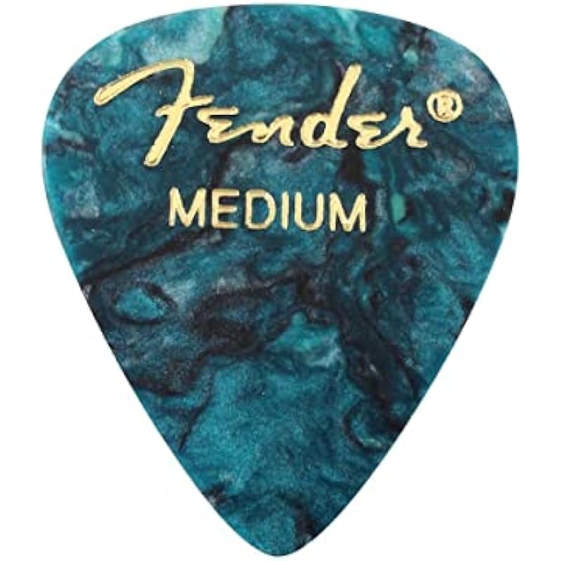 Fender Premium Celluloid Guitar Picks, 351 Shape, Ocean Turquoise, Guitar Picks Medium, Pack of 12