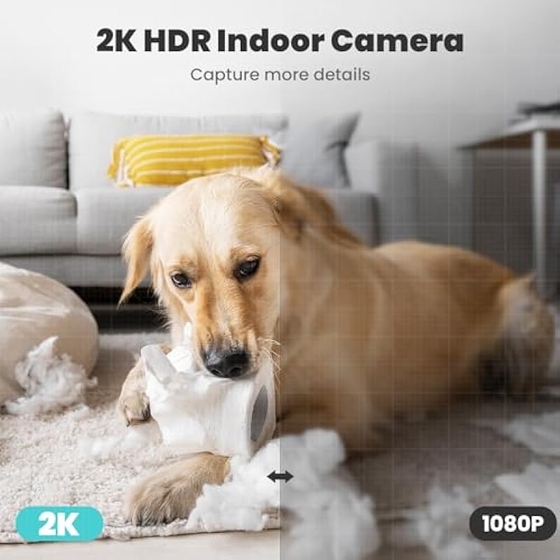 litokam 2K Indoor Security Camera, 360° Cameras for Home Security Indoor with Motion Detection, Pet Camera with Phone App, Baby Monitor-Night Vision