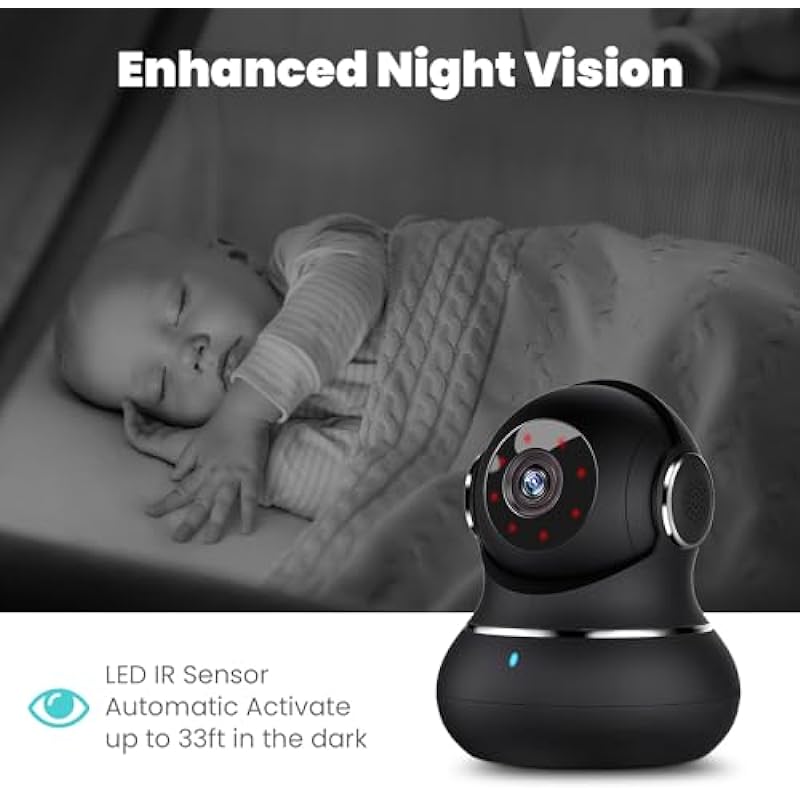litokam 2K Indoor Security Camera, 360° Cameras for Home Security Indoor with Motion Detection, Pet Camera with Phone App, Baby Monitor-Night Vision