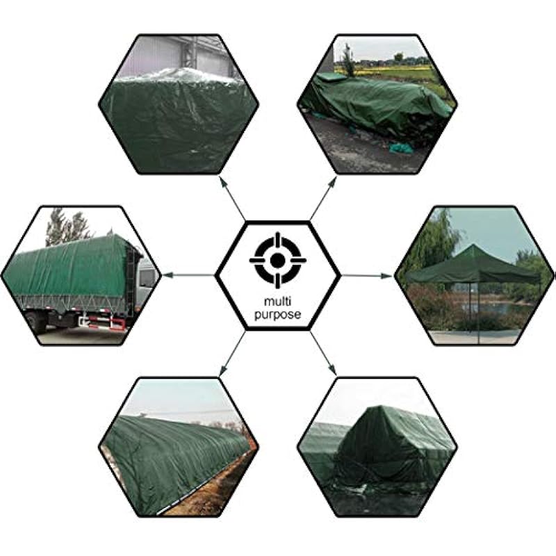 CARTMAN Finished Size 8×10 Feet Waterproof Green Tarp 8 Mil Thick, Multipurpose Protective Cover for Emergency Rain Shelter Camping Tarpaulin