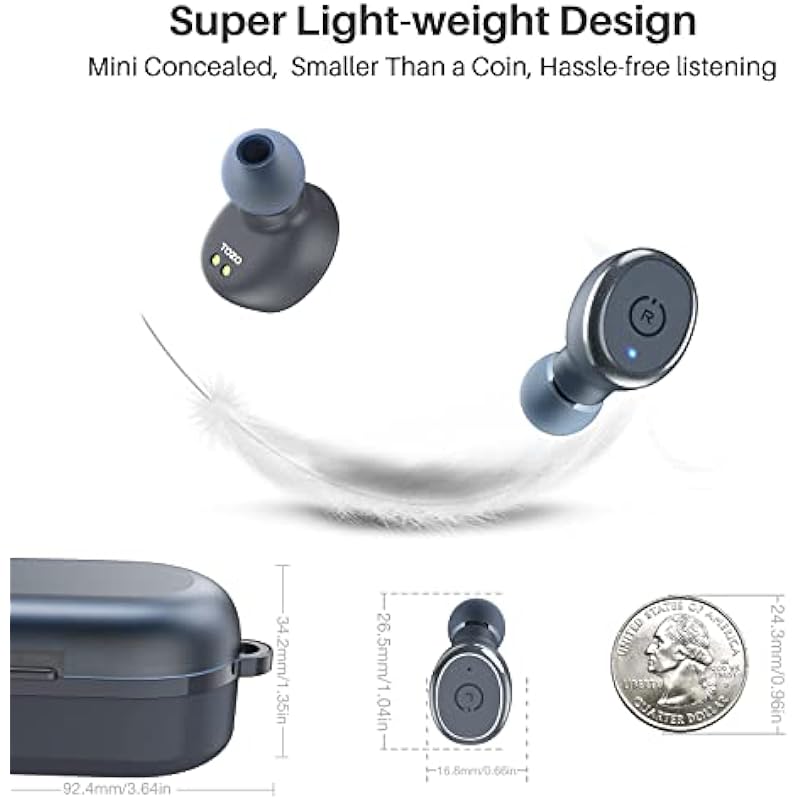 TOZO T10 Bluetooth 5.3 Wireless Earbuds with Wireless Charging Case IPX8 Waterproof Stereo Headphones in Ear Built in Mic Headset Premium Sound with Deep Bass for Sport Blue
