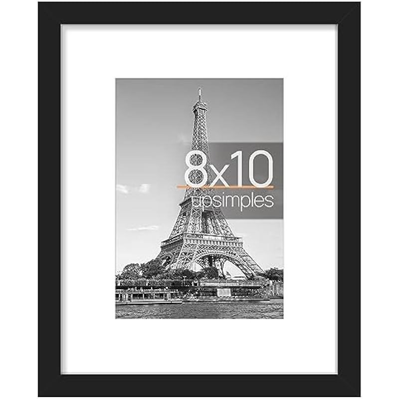 upsimples 8×10 Picture Frame, Display Pictures 5×7 with Mat or 8×10 Without Mat, Wall Hanging Photo Frame, Black, 1 Pack