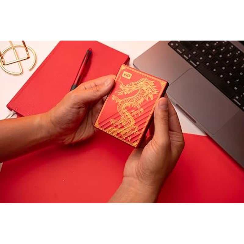WD 2TB My Passport Ultra Portable Hard Drive, Limited Edition Red Dragon Drive, USB-C, with Backup Software and Password Protection – WDBRHB0020BRD-WESN