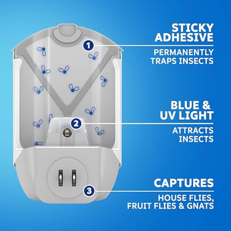 Zevo Flying Insect Trap, Fly Trap, Fruit Fly Trap (2 Plug-in Bases + 2 Refill Cartridges)