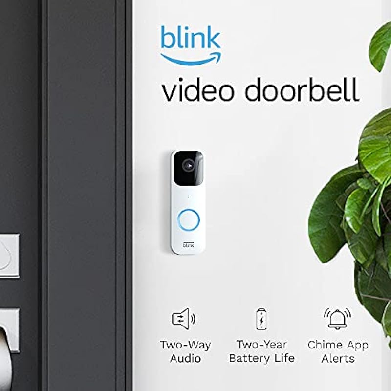 Blink Video Doorbell + Sync Module 2 | Two-year battery life, Two-way audio, HD video, motion and chime app alerts and Alexa enabled — wired or wire-free (White)
