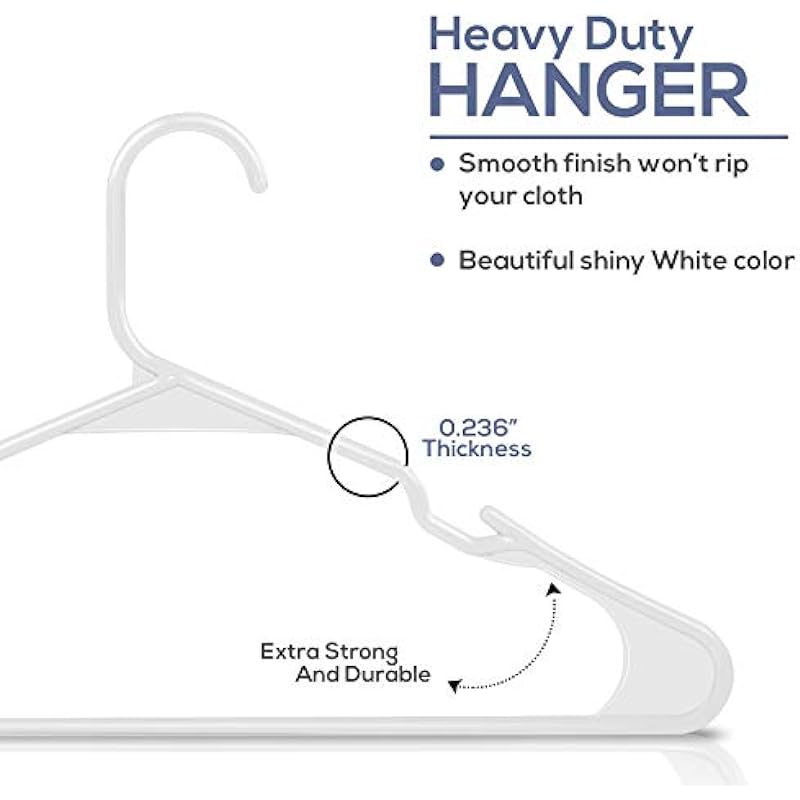 Utopia Home Clothes Hangers 50 Pack – Plastic Hangers Space Saving – Durable Coat Hanger with Shoulder Grooves (White)