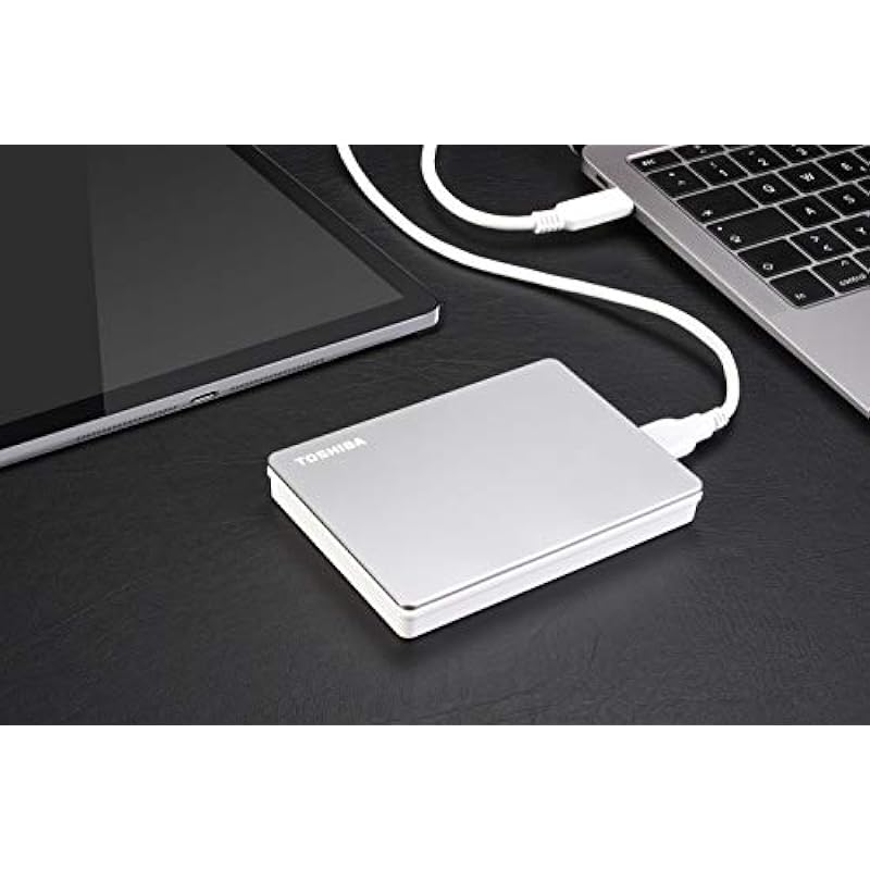 Toshiba Canvio Flex 2TB Portable External Hard Drive USB-C USB 3.0, Silver for PC, Mac, & Tablet – HDTX120XSCAA