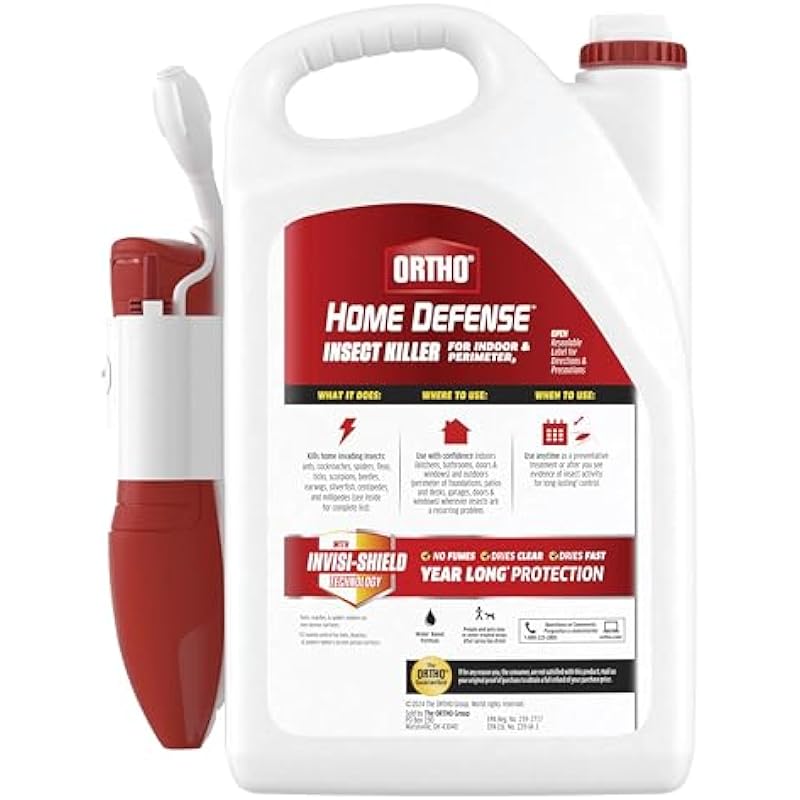 Ortho Home Defense Insect Killer for Indoor & Perimeter2 with Comfort Wand, Controls Ants, Roaches, and Spiders, 1.1 gal.