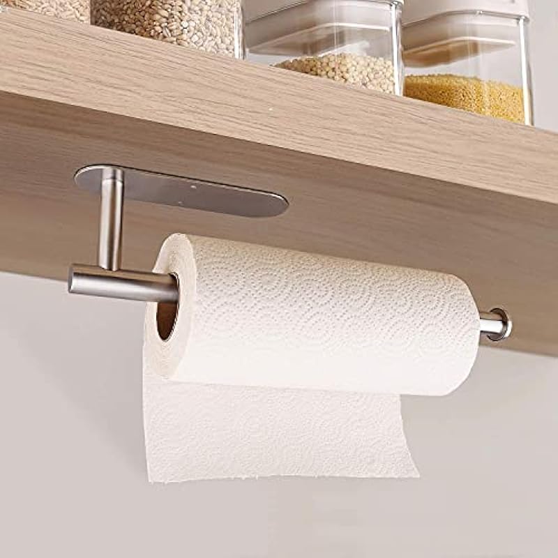 Paper Towel Holders for Kitchen,Paper Towels Bulk- Self-Adhesive Under Cabinet,Both Available in Adhesive and Screws,Stainless Steel