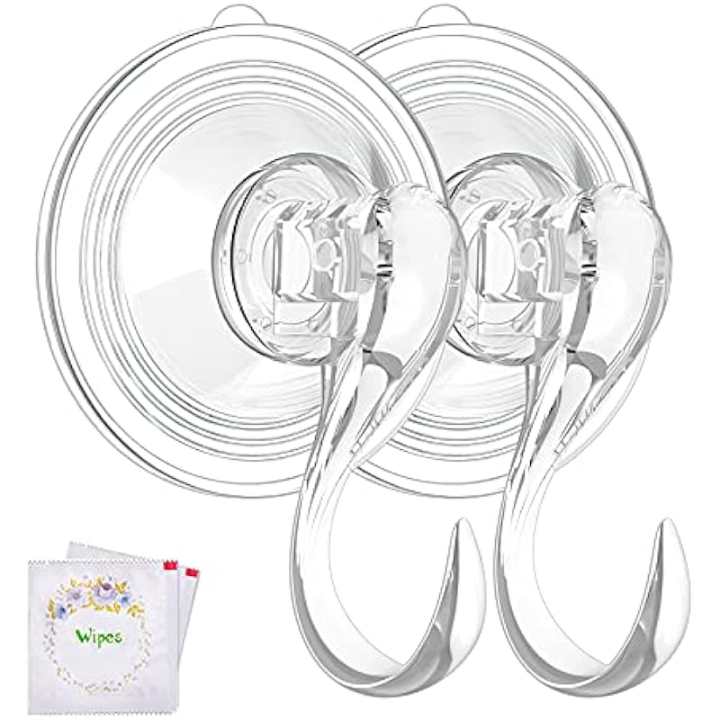 VIS’V Wreath Hanger, Large Clear Heavy Duty Suction Cup Wreath Hooks with Wipes 22 LB Removable Strong Window Glass Door Suction Cup Wreath Holder for Halloween Christmas Wreath Decor – 2 Pcs