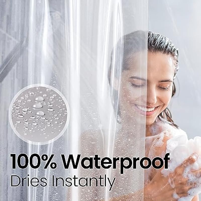 LiBa Bathroom Shower Curtain – Waterproof Plastic Shower Curtain Premium PEVA Non-Toxic with Rust Proof Grommets Clear 8G Heavy Duty Bathroom Accessories 72×72