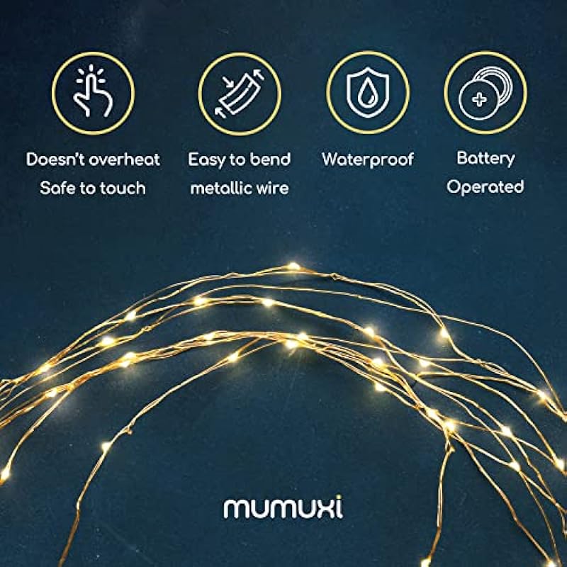MUMUXI LED Fairy Lights Battery Operated String Lights [12 Pack] 7.2ft 20 Battery Powered LED Mini Lights, Centerpiece Table Decorations, Wedding Party Bedroom Mason Jar Christmas, Warm White