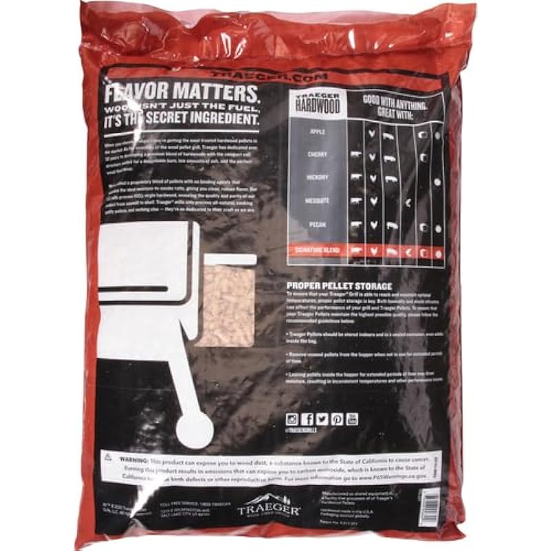 Traeger Grills Signature Blend 100% All-Natural Wood Pellets for Smokers and Pellet Grills, BBQ, Bake, Roast, and Grill, 20 lb. Bag