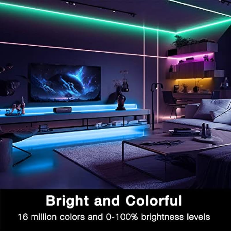 DAYBETTER Smart WiFi Led Lights 100ft, Tuya App Controlled Led Strip Lights, Work with Alexa and Google Assistant, Timer Schedule , Color Changing Led Lights for Bedroom Party Kitchen