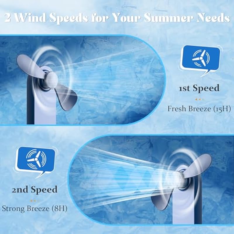 Portable Handheld Fan, 2 IN 1 Mini Hand Fan, Battery Operated [8-15 Working Hours], USB Rechargeable Personal Foldable Fan for Indoor, Small Pocket Fan Travel Essentials for Outdoor -Blue