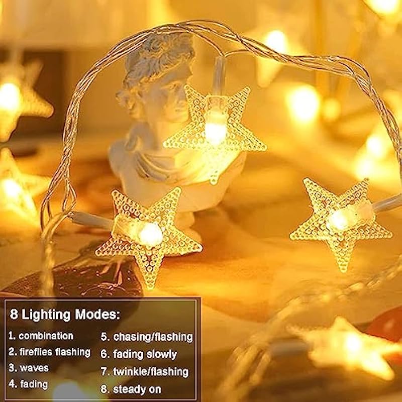 Minetom Star String Lights Plug in – 33 ft 100 LED Star Fairy String Lights with Remote and Timer, Waterproof for Bedroom Porch Wedding Party Patio Garden Tent Indoor Outdoor Décor, Warm White