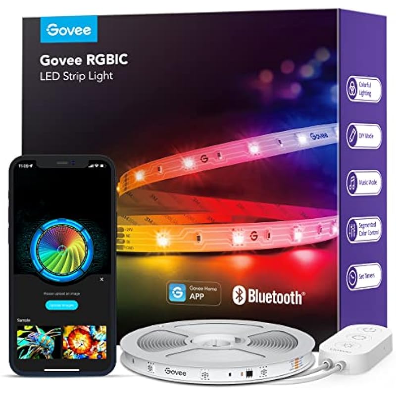 Govee RGBIC LED Strip Lights, Smart LED Lights for Bedroom, Bluetooth LED Lights APP Control, DIY Multiple Colors on One Line, Color Changing LED Strip Lighting Music Sync, Mothers Day Gifts, 16.4ft