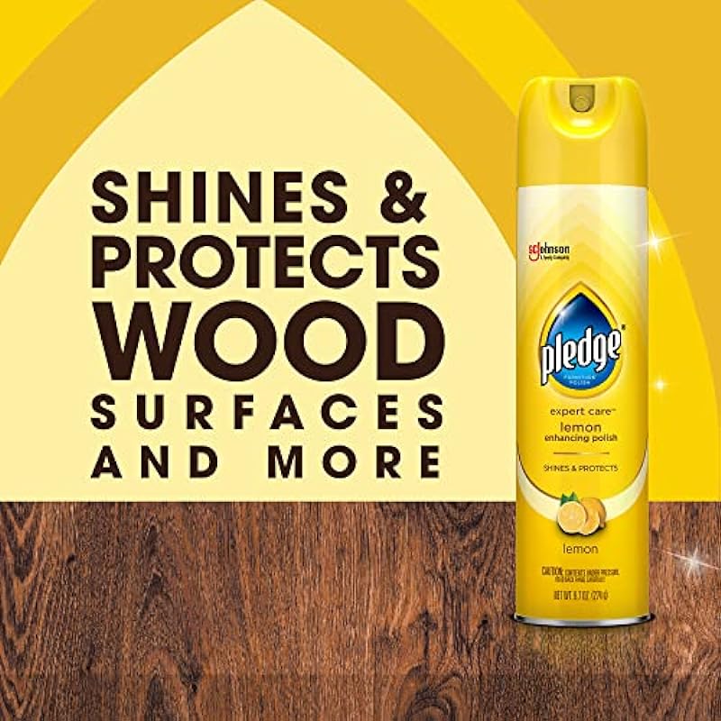 Pledge Expert Care Wood Polish Spray, Shines and Protects, Removes Fingerprints, Lemon, 9.7 oz (Pack of 1)