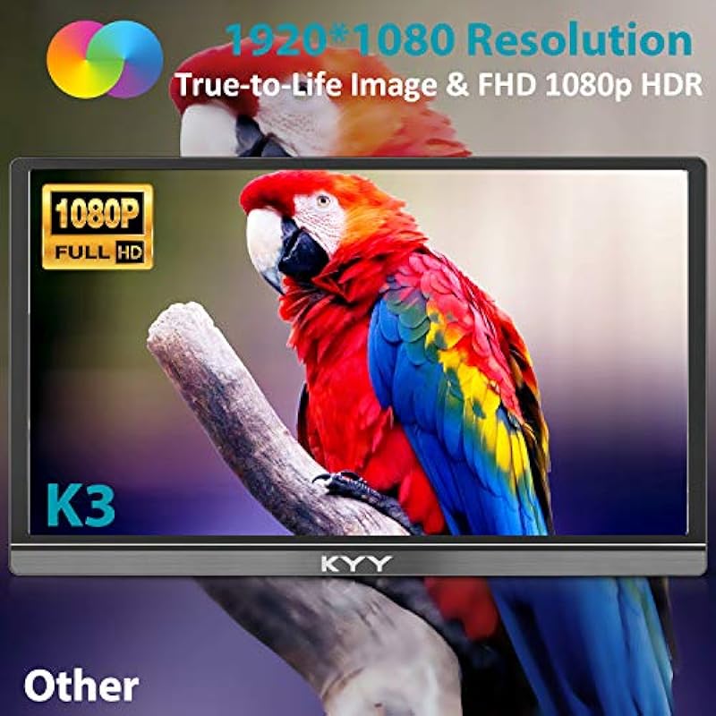 KYY Portable Monitor 15.6inch 1080P FHD USB-C, HDMI Computer Display HDR IPS Gaming Monitor w/Premium Smart Cover & Screen Protector, Speakers, for Laptop PC MAC Phone PS4 Xbox Switch