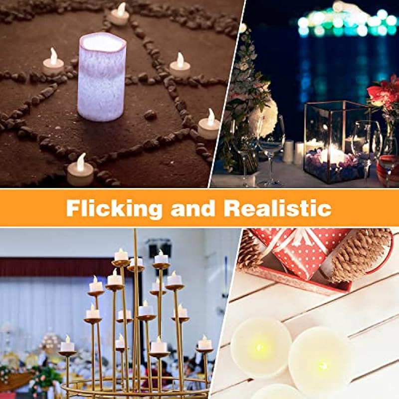 12/24/50/100/200/400 Pack Battery Operated Tea Lights Candles, Flickering Flameless LED Lights, Last 200H+, for Decoration(12 Pack, Warm White)