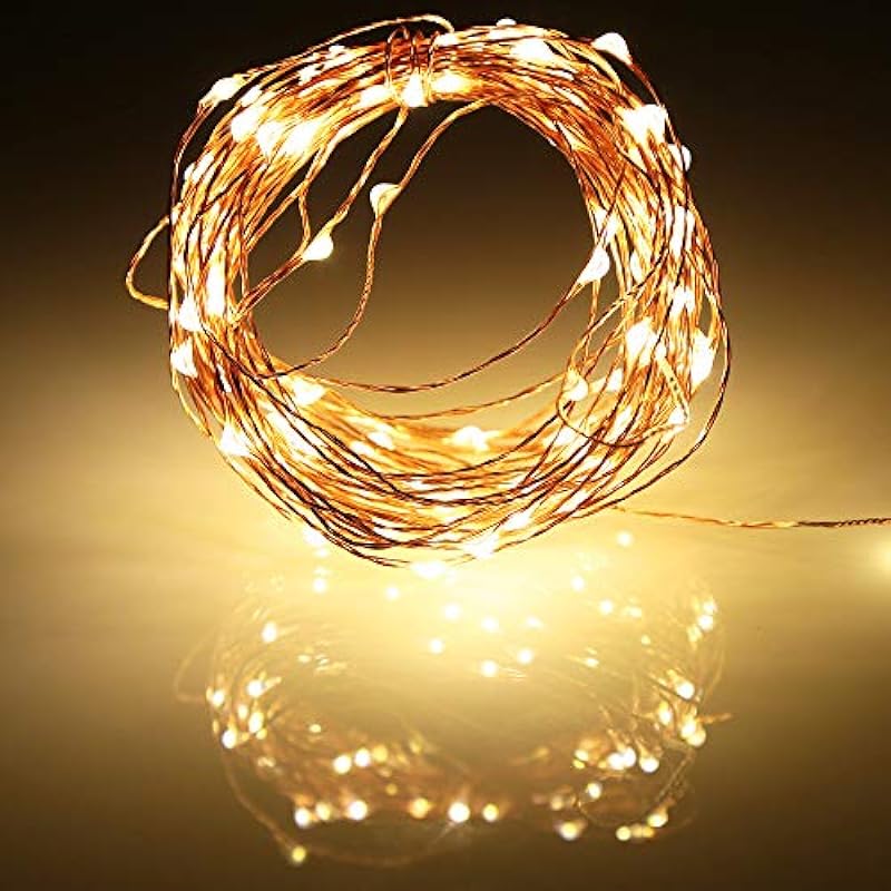 Ariceleo Led Fairy Lights Battery Operated, 1 Pack Mini Battery Powered Copper Wire Starry Fairy Lights for Bedroom, Christmas, Parties, Wedding, Centerpiece, Decoration (5m/16ft Warm White)