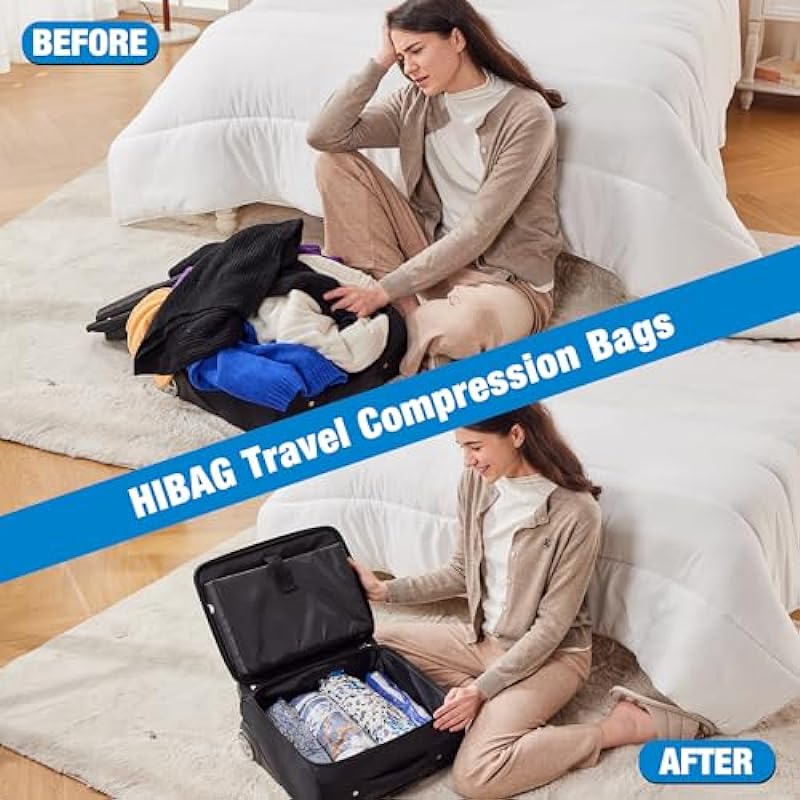 HIBAG Vacuum Storage Bags, 30-Pack Space Saver Vacuum Storage Bags, Vacuum Seal Bags for Clothing, Clothes, Comforters and Blankets (30C)