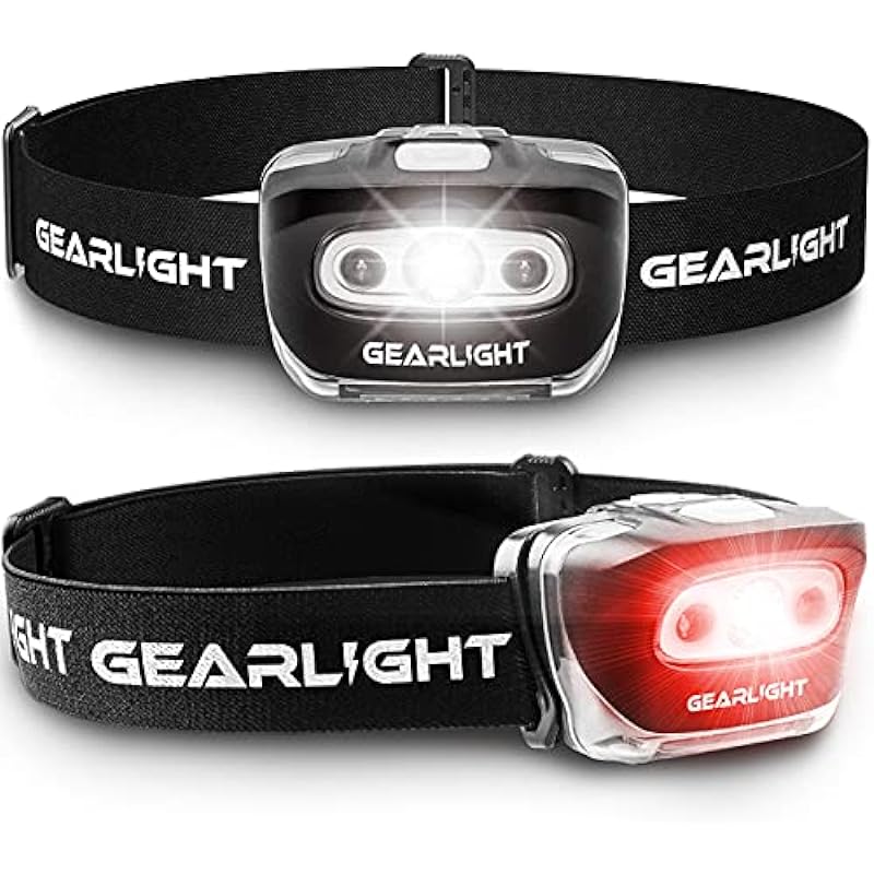 GearLight 2Pack LED Headlamp – Outdoor Camping Headlamps with Adjustable Headband – Lightweight Headlight with 7 Modes and Pivotable Head