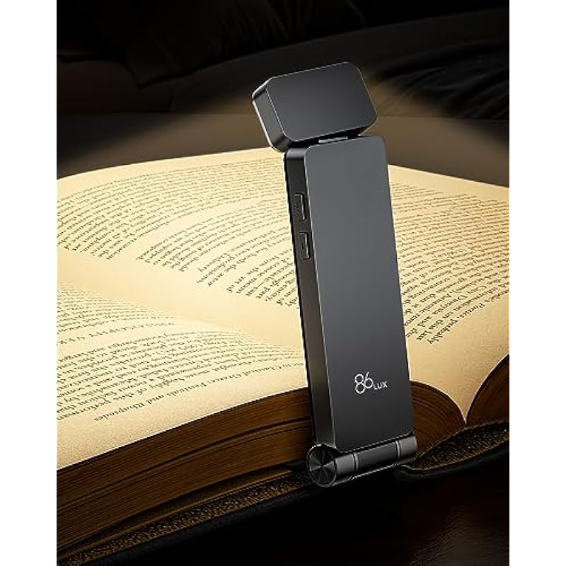Reading Light, Rechargeable Book Light for Reading in Bed, Ultralight Clip-on LED Bookmark Lamp with 3 Amber Colors & Stepless Dimming for Night Reading for Book Lovers, Kids, Grey