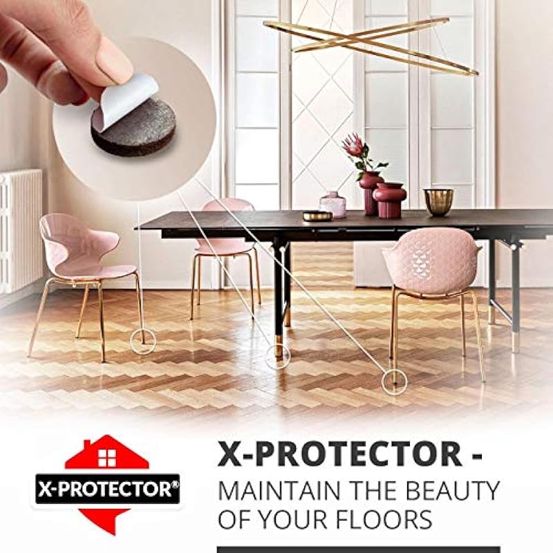 Felt Furniture Pads X-PROTECTOR – 48 Premium Floor Protector Chair Felts for Feet Wood Floors Best Hardwood Protect Your Hard Floors! (Brown)