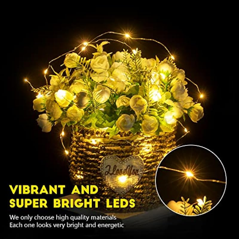 Brightown 24 Pack Fairy Lights Battery Operated String Lights – 7 ft 20 LED Mini String Lights Waterproof Silver Wire Firefly Lights for Vases Mason Jars DIY Crafts Plants Table Centerpieces Wedding